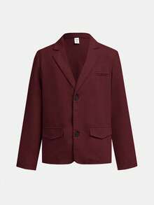 SHEIN 两件套青少年男童夏季休闲学院风绅士套装，纯色西装外套搭配松紧腰正装裤，适合生日派对、晚宴、演出、婚礼等场合，也适合秋冬季女孩穿着。