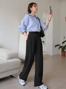 DAZY 休闲百搭通勤纯色直筒裤