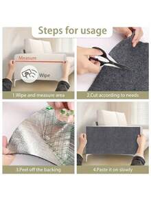 One Piece Of Cut Custom Self-Adhesive Multi-Color Cat Scratching Pad For Cat Climbing Frame Stand, Cat Furniture Protector, Sofa, Steps, Floor, Wall, Ground Protection, Durable Cat Scratching Pad, Ideal Cat Furniture Protection - Light Grey - View 7