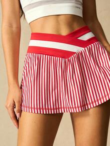 VARSIVA 女士条纹不对称腰带口袋运动裙裤 - 彩色 - 查看 6