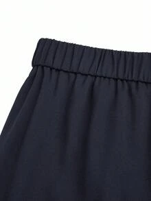 Franclia Plus Size Women's 2 In 1 Metal Buckle Suit Pants,Elegant Navy Blue Wide Leg Pants,Autumn High Waisted Ruffle Straight Leg Semi Formal Pants - Grey - View 5