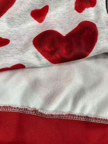 Resyla 女士休闲日常通勤爱心印花落肩宽松拉链抽绳卫衣，春秋季 - 彩色 - 查看 6