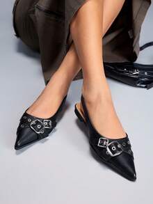 CUCCOO GRLICON 女士尖头套脚时尚休闲乐福鞋 - 黑色 - 查看 5