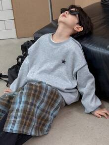 DAZY 男童落肩宽松圆领套头卫衣