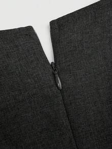 SHEIN CURVE+ Đầm tay ngắn màu trơn cổ điển thường ngày cỡ lớn dành cho nữ - màu đen - Xem 3