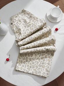 Comfortcana 女士豹纹口袋阔腿宽松休闲百搭牛仔裤 - 米色 - 查看 1