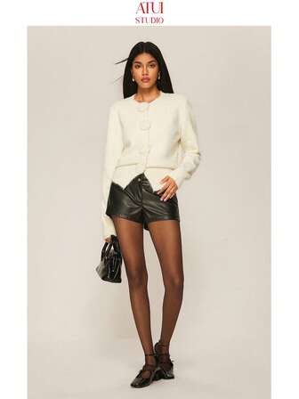 ATUI Studio グレーヴィンテージ 3Dフローラルカーディガン、長袖ニットセータージャケット、ファッション、シンプル、多用途、カジュアルスタイル ゆったりフィット ニットアウターウェア レディース、秋