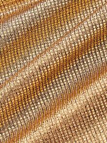 SHEIN MOD 大码优雅垂褶领亮片女式上衣，金色亮片上衣，适合锐舞派对、毕业典礼、乡村音乐会、休闲场合 - 金色 - 查看 6