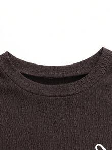 SHEIN 少女罗纹印花T恤和打底裤两件套，休闲日常时尚百搭