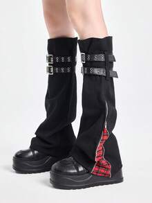 Goth 1 đôi ống tay áo giả da họa tiết xoắn ốc màu tối dành cho nữ - màu đen - Xem 2