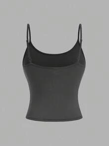 Girlism 4pcs/Set Teen Girls Cropped Casual Camisole Tops, Suitable For Spring, Summer, Autumn And Winter - Dark Grey - View 8