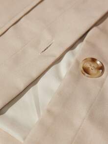 Aveloria Modichic 女士秋冬新款仿麂皮拼接撞色口袋装饰夹克，优雅休闲通勤风 - 卡其色 - 查看 7