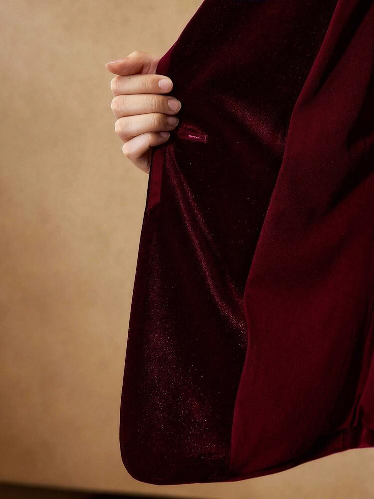 PLUS SIZE WOMEN VELVET PATCHWORK BLAZER, WINTER
