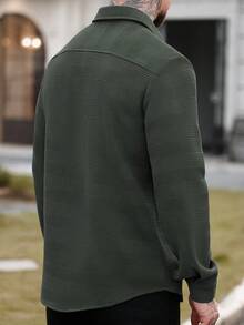 Manfinity CasualCool Classic Front Button Long Sleeve Casual Shirt - Dark Green - View 2