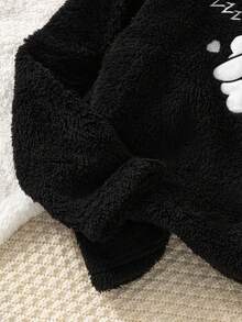 Girls Pajamas, Elegant Casual Home Wear, Long Sleeve Top & Pants Set, Cloud & Smile Embroidery, Starry Sky Pattern, Fleece Fabric, Suitable For Tween Girlsin Autumn/Winter