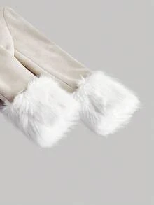 SHEIN MOD Áo khoác mùa thu đông màu be cổ điển sang trọng, phối lông thú, lót giữ nhiệt, có nơ, cổ ve áo, tay dài, thích hợp cho hẹn hò, tiệc tùng, sinh nhật, dạ hội. Áo khoác lông ngắn cho nữ, áo khoác nữ, áo khoác phù hợp cho váy, đi học, phong cách Y2K, Grunge, Hippie, ấm áp cho mùa thu và mùa đông. - Màu be - Xem 4