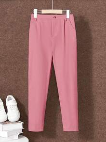 SHEIN Mirajuku 青少年男孩纯色褶皱休闲锥形裤，适合上学或聚会场合