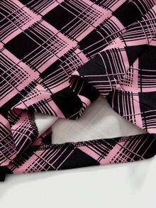 ROMWE MEN Prep Men's Hooded 2 In 1 Single-Breasted Plaid Drawstring Casual Sweatshirt - Burgundy - View 5