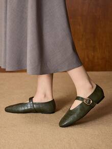 MOTF PREMIUM GIÀY MARY JANE MŨI VUÔNG BẰNG DỄ ĐI LẠI, THOẢI MÁI, ĐA NĂNG DÀNH CHO NỮ - màu xanh lá - Xem 8