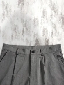 Claim Dot Quần ống đứng đơn sắc, rộng rãi, xếp ly, có đai thắt lưng cho nam - Màu xám đen - Xem 5