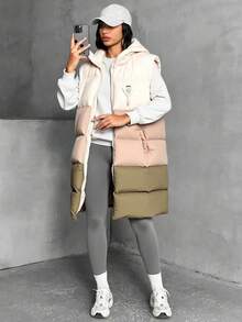 EURMUSE Women's Multicolor Hooded Oversize Midi Casual Vest Wintercoat - Multicolor - View 1