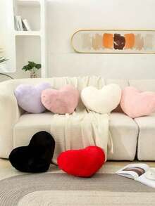 1个心形毛绒枕头 柔软蓬松枕头 沙发床装饰枕 爱心枕 心形枕头 - 彩色 - 查看 1