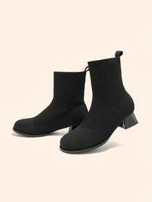 CUCCOO BASICS Giày bốt cổ cao đế dày màu đen đa năng thường ngày dành cho nữ - màu đen - Xem 3