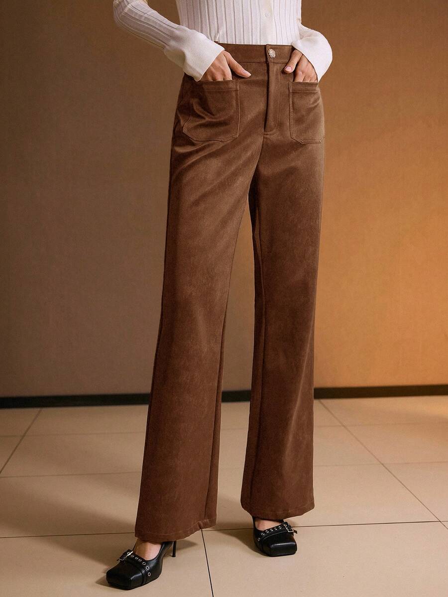 MOTF PREMIUM 直筒裤，带口袋，秋冬季 - 摩卡棕 - 查看 1