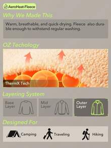 OutZeal AeroHeat-Fleece 短款拉链长袖外套，带侧袋，女士冬季外套 - 駝色 - 查看 5
