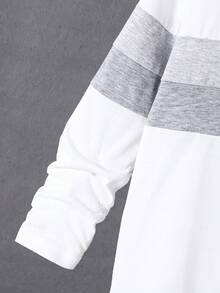 SHEIN Mirajuku Boys' Polo Shirt With Contrast Collar, Long Sleeve, Minimalist & Fashionable - White - View 4