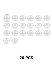 20/50 piezas Cajas desechables con forma de cabeza de oso para postres - Perfectas para fiestas, magdalenas y pasteles | Contenedores de plástico redondos para pasteles con tapa abatible - Blanco - Ver 16