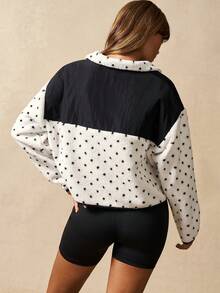 VARSIVA 撞色拼接波点印花保暖运动夹克 - 黑與白 - 查看 7