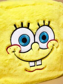 SpongeBob SquarePants | SHEIN 1 Mochila de peluche con bordado de dibujos animados, correa ajustable, bolsa de fitness, bolsa casual, mochila de lona, bolsa escolar, bolsa de viaje, para niñas, para niños, para adolescentes, para mujeres, para hombres, ideas de regalo - Amarillo - Ver 9