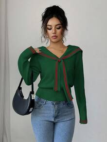 Damtröja med sjömanskrage, långärmad, höst/vinter - Grön - Visa 4