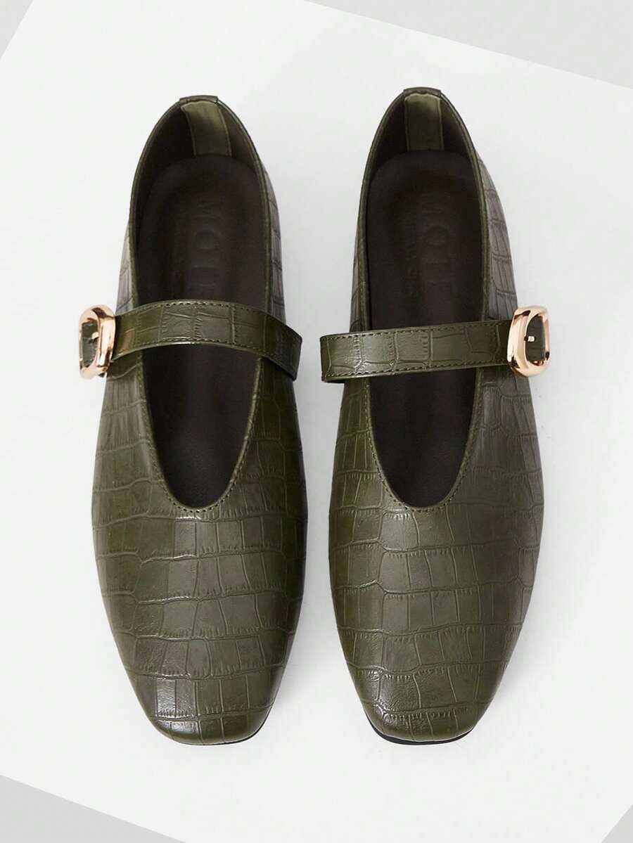 MOTF PREMIUM GIÀY MARY JANE MŨI VUÔNG BẰNG DỄ ĐI LẠI, THOẢI MÁI, ĐA NĂNG DÀNH CHO NỮ - màu xanh lá - Xem 1