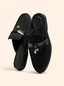 CUCCOO BASICS Sepatu Kasual Wanita Rajut Hitam Serbaguna Nyaman untuk Perjalanan Sehari-hari, Sepatu Slip-On Model Mule untuk Natal dan Musim Semi - Hitam - View 5
