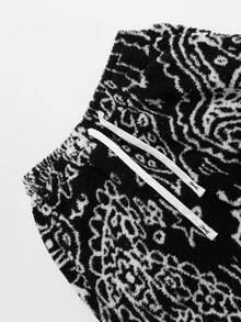 ROMWE MEN Street Life Quần nỉ lót nhiệt nam, lớp lót Sherpa dày dặn họa tiết hoa hạt điều phong cách đường phố Mỹ, trang phục thường ngày cho mùa thu/đông - màu đen - Xem 6