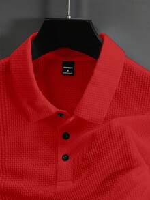 Manfinity Homme Men's Solid Color Short Sleeve Casual Office Polo Shirt - Red - View 6