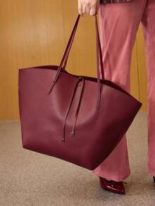 MOTF PREMIUM 女士大容量单肩手提包，带拉链内袋，适合日常通勤、情人节等场合 - 酒紅色 - 查看 8