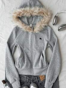 Teen Girls Graphic Print Pocket Sweatshirt - Grey - View 7