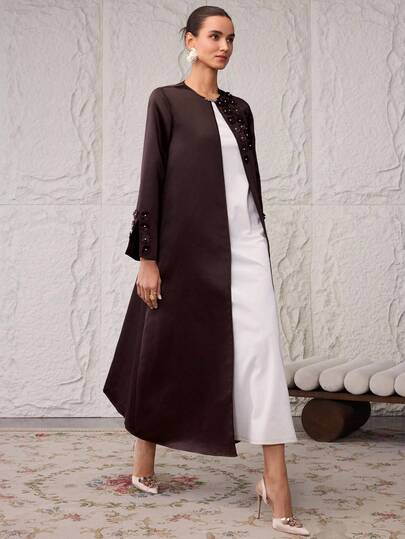 Al Najma Women's Elegant 3D Floral Decor Long Sleeve Abaya