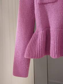 GlowEve French Retro Niche Purple High-Quality Crew Neck Cardigan, Versatile For Daily Commute, Women Autumn/Winter - Purple - View 4