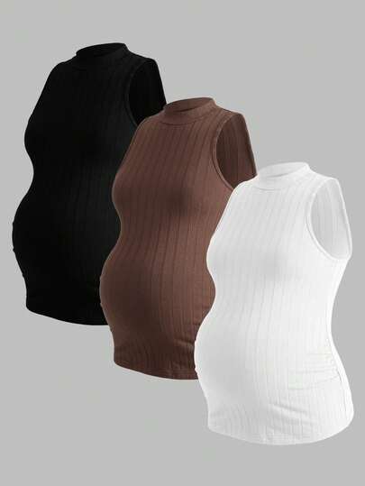 Modmama 孕妇休闲纯色修身背心