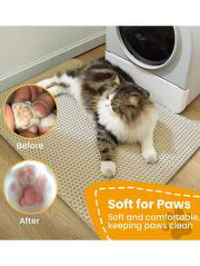 1pc Double Layer Anti-Slip Pet Litter Mat, Waterproof Cat Dog Litter Box Mat With Litter Trapping