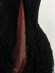 Amplova 黑色浪漫复古蕾丝薄纱女式衬衫 - 黑色 - 查看 7