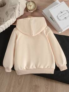 Young Girl' Cartoon Cute K-POP Girl Print Hooded Sweatshirt, Suitable For Autumn/Winter Outfits