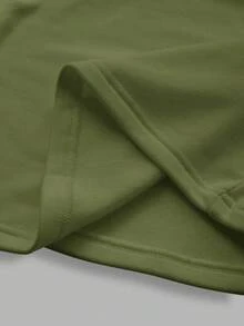 SHEIN BASICS 秋冬季基础款高领修身长袖纯色女式上衣，升级保暖内衬面料，时尚休闲舒适，百搭不臃肿 - 綠色 - 查看 5