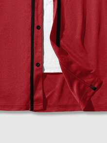 ROMWE MEN Prep 城市标志印花前扣休闲短袖衬衫