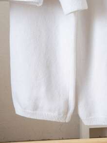 SHEIN Sparklyn 青少年女孩纯色高领落肩长袖系带毛衣和针织裤休闲套装，秋冬