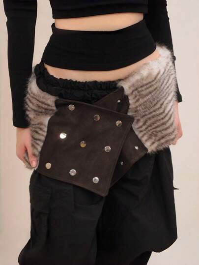 Goth حزام خصر بني فضفاض متعدد الاستخدامات من طراز Y2K، حزام خصر أنيق بطراز بسيط وبري مناسب للحفلات والمواعيد والسفر وعيد الهالوين وعيد الميلاد وغيرها